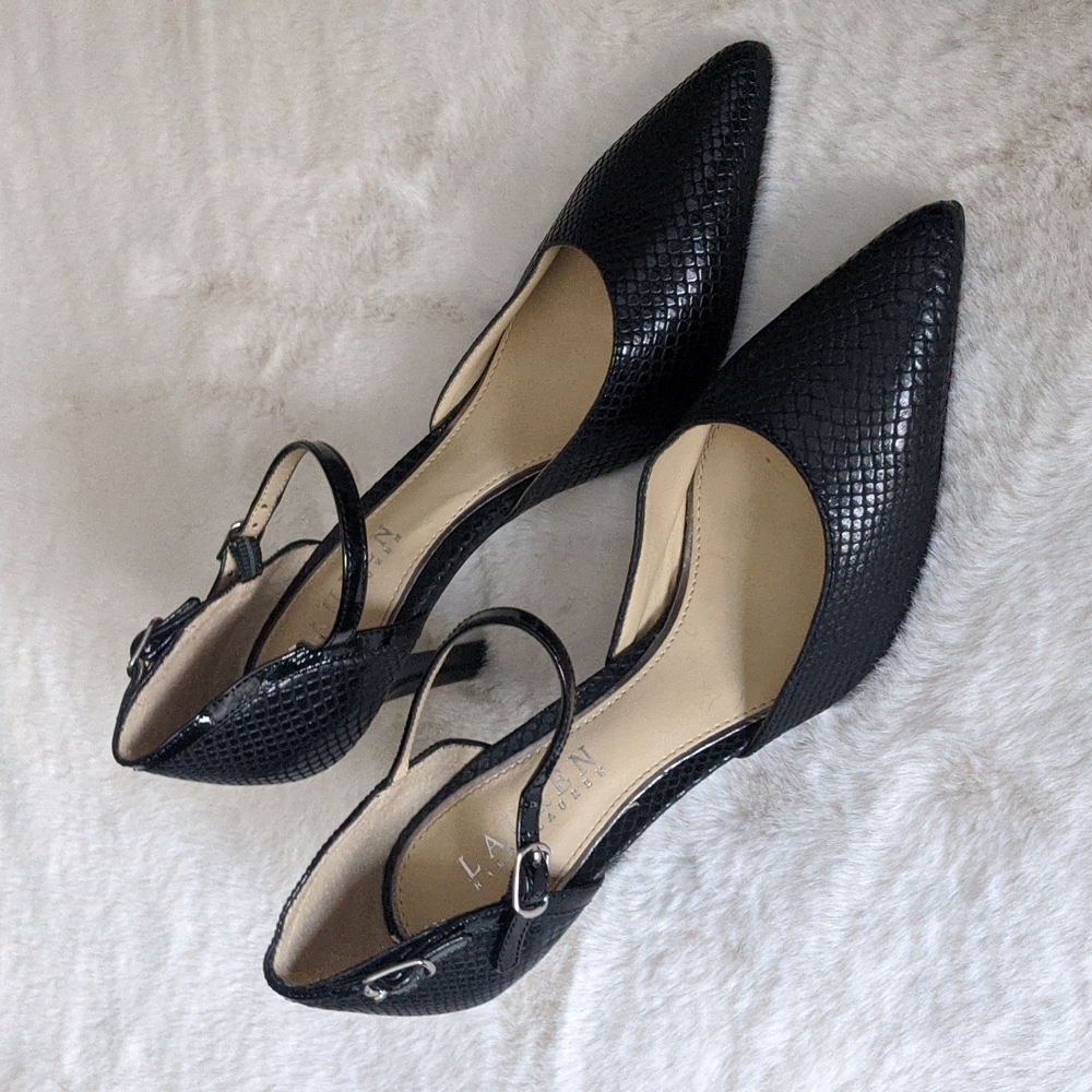 Lauren Ralph Lauren Black Sophie Pumps Snake Print